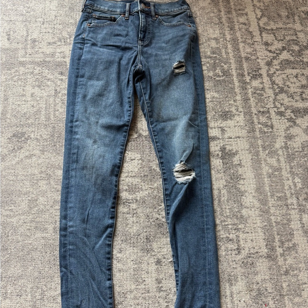 Express Women's Ripped Skinny Jeans in Blue size 0